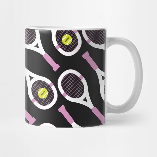 Tennis Racket and Ball Pattern (Black/Pink) by NightField